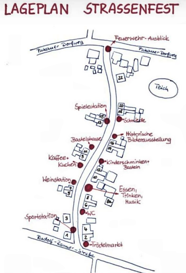 90 Jahre Kriegersiedlung - Straßenfest: Lageplan
